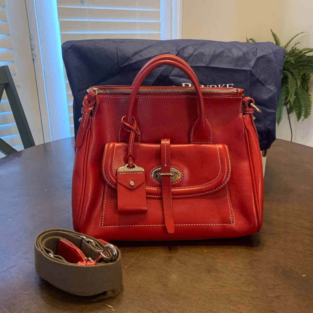 Dooney & Bourke Small Red Toscana Florentine Leather Front Pocket Satchel